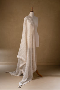 Off-white Badla Butti Dupatta.