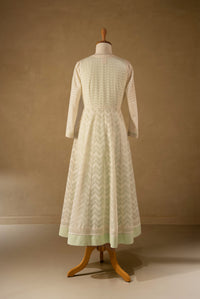 Off White-Green Chanderi Anarkali
