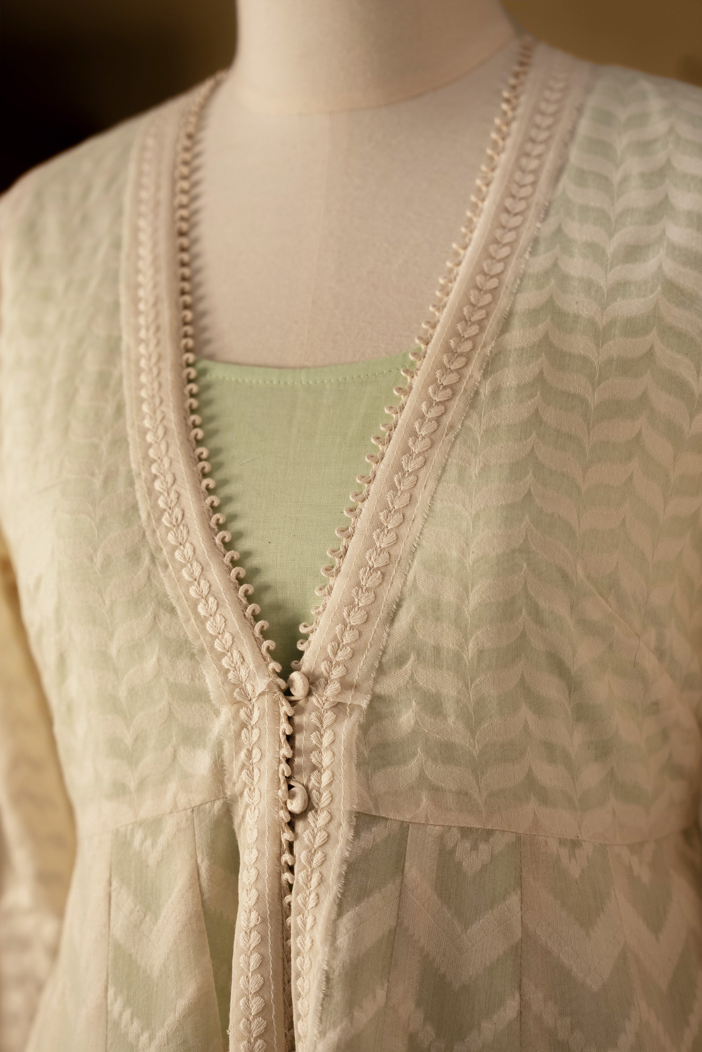 Off White-Green Chanderi Anarkali