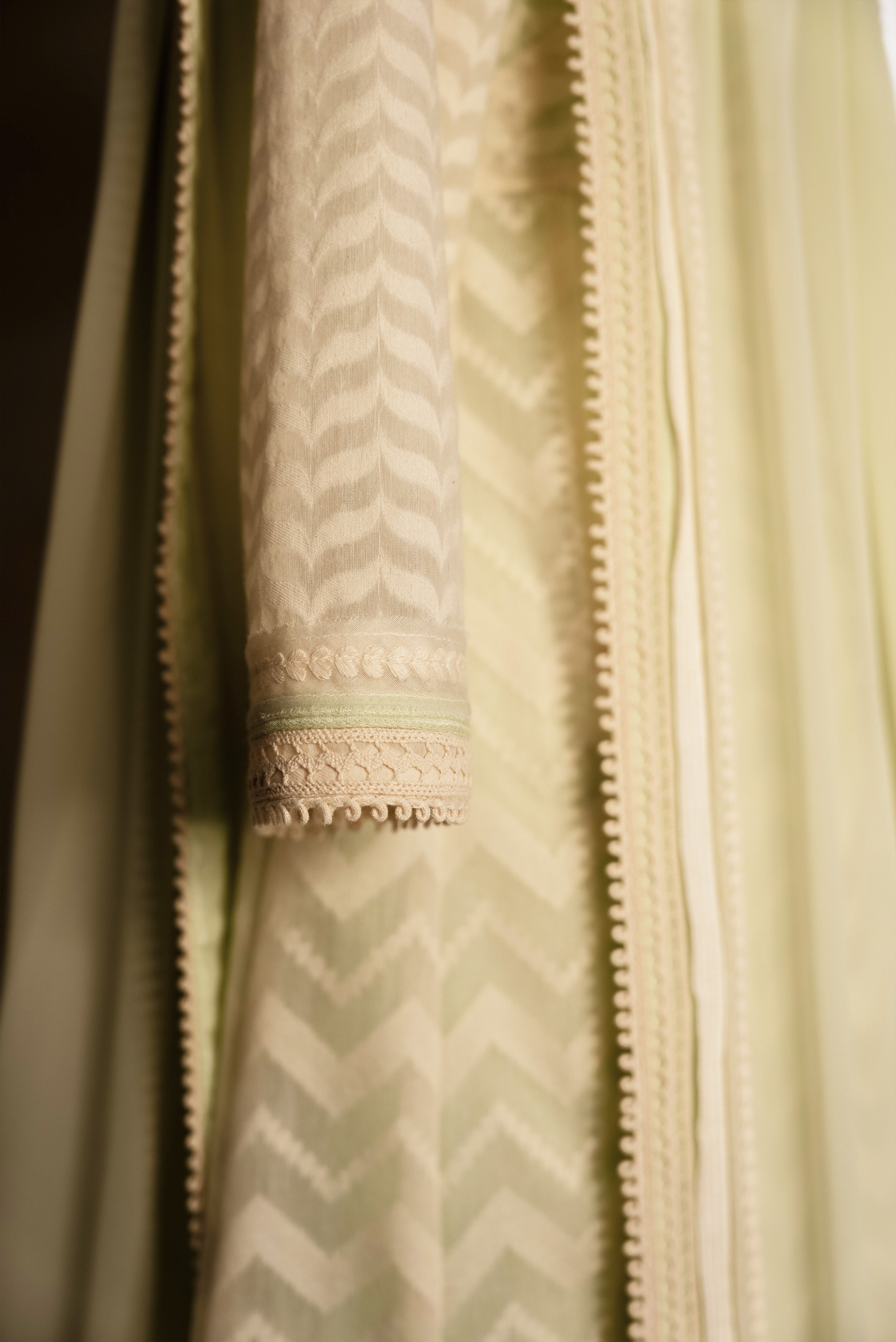 Off White-Green Chanderi Anarkali