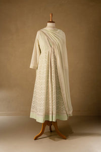 Off White-Green Chanderi Anarkali