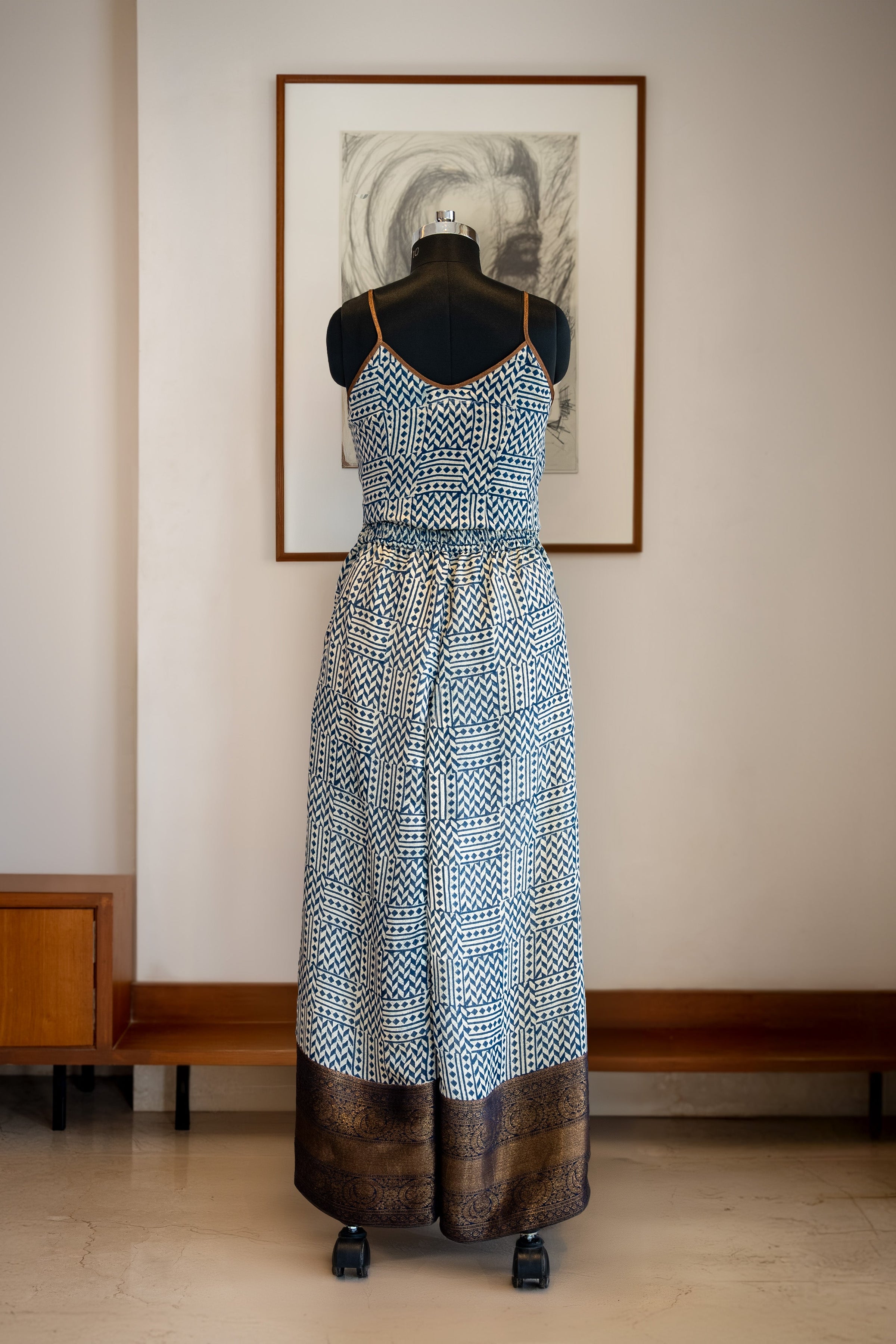 Khaabneel- Checked-print short spaghetti top