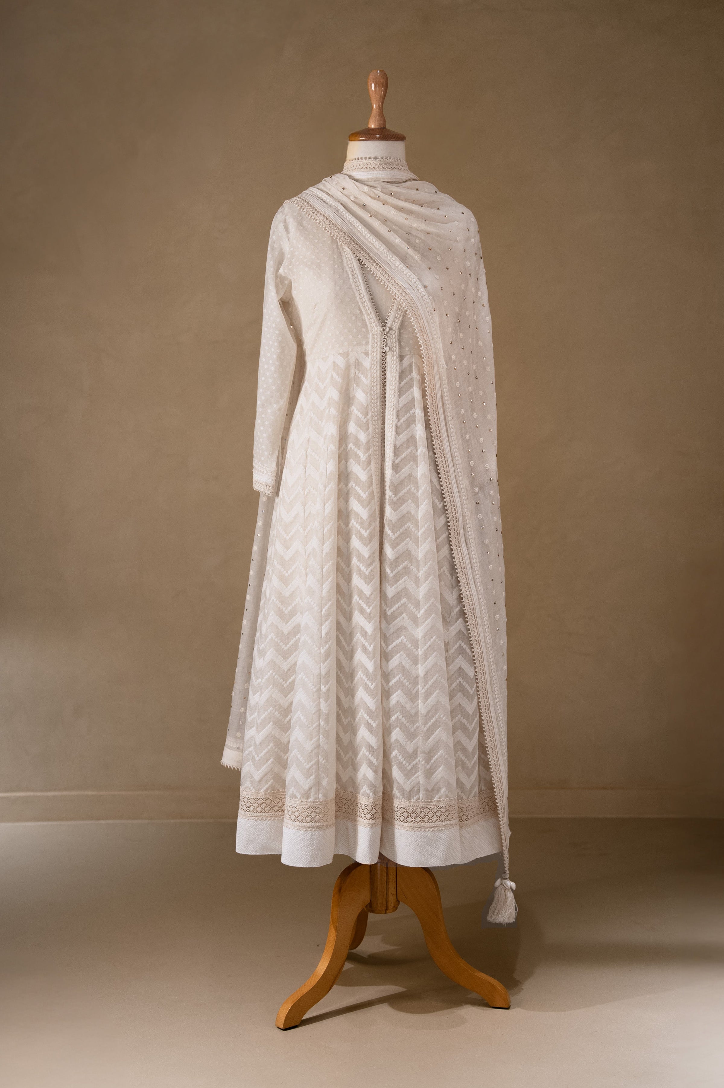 Off-White Chanderi Anarkali