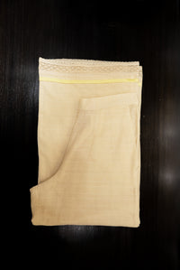 Beige Cotton Cropped Trousers