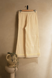 Beige Cotton Cropped Trousers