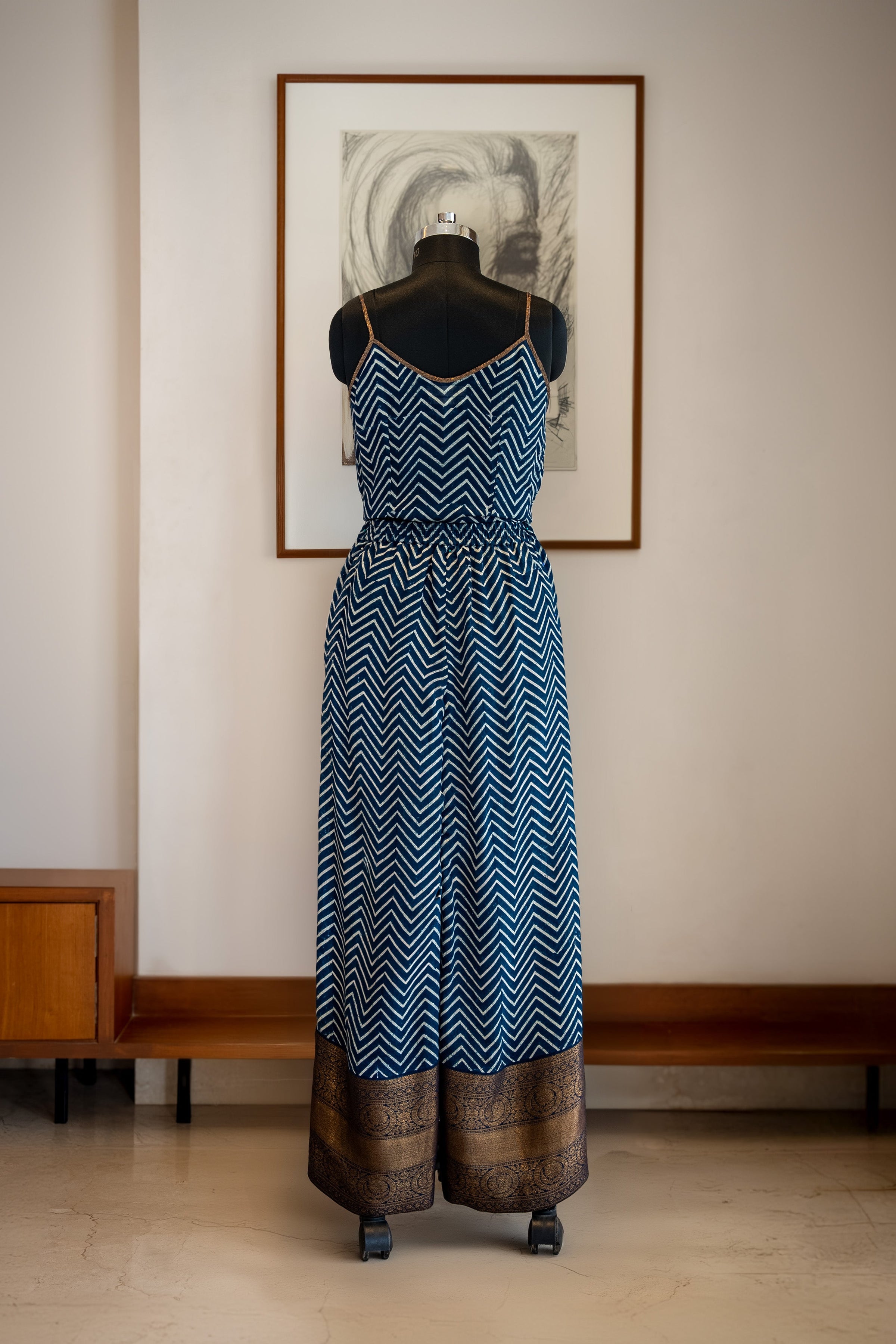 Chevron Zari Wide-Leg Trousers