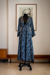 Khaabneel-Indigo Blue Kurta with Chevron print