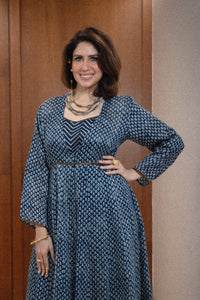 Khaabneel-Indigo Blue kurta with butti print