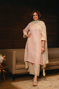 Beige Cotton Cropped Trousers