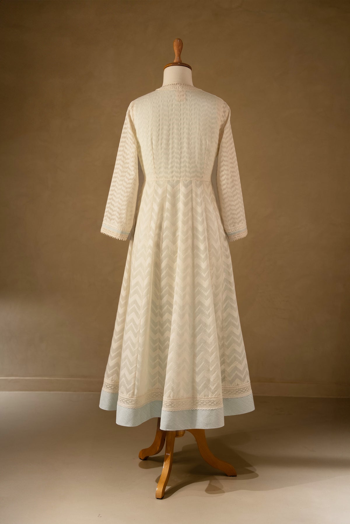 Off White-Blue Chanderi Anarkali