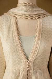 Off White-Blue Chanderi Anarkali