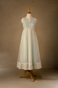 Blue-Off White Organza Anarkali