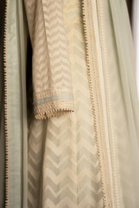 Off White-Blue Chanderi Anarkali