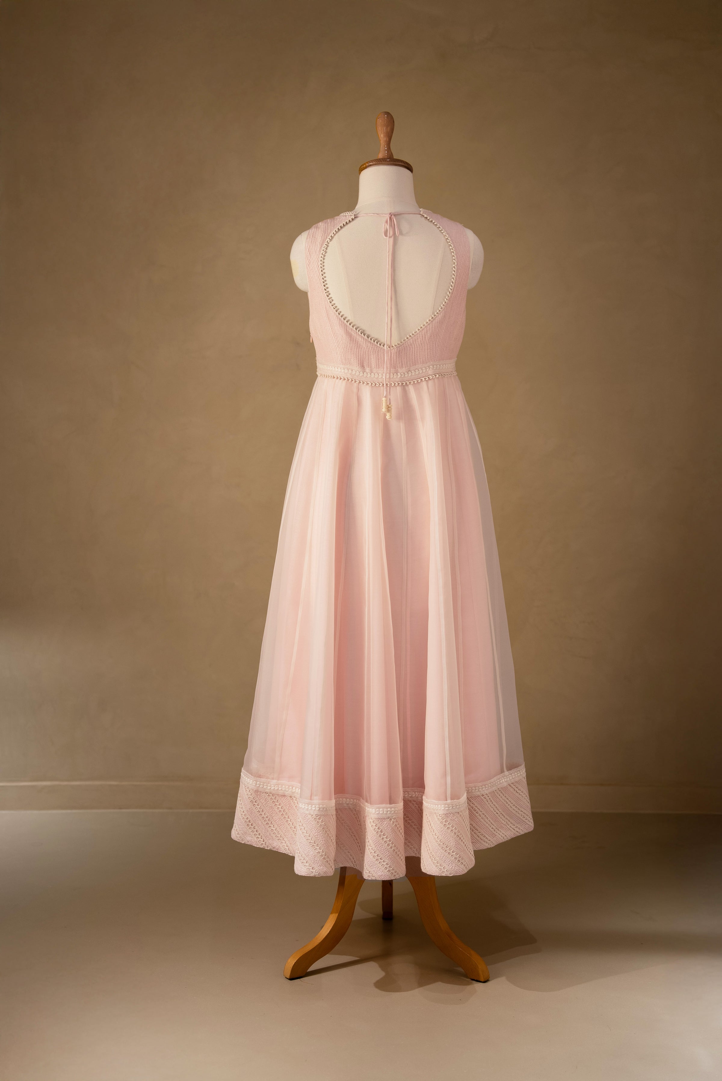 Pink-Off White Organza Anarkali