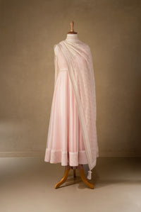 Pink-Off White Organza Anarkali