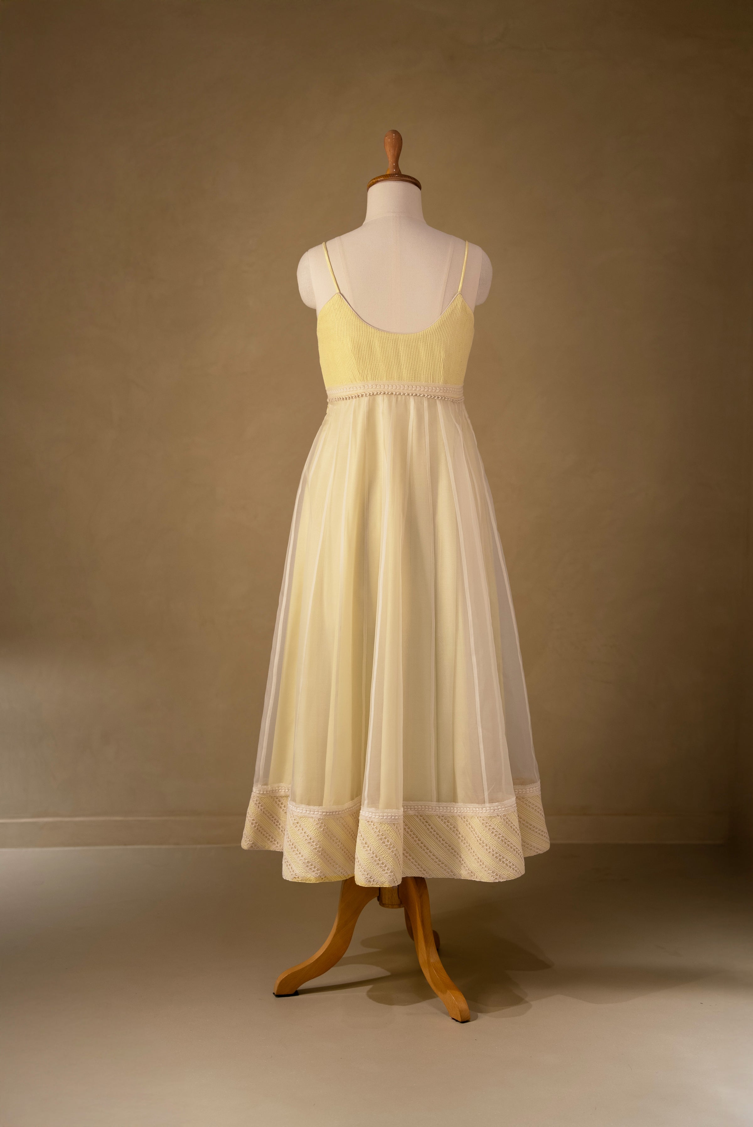 Yellow-Off White Organza Anarkali