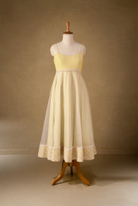 Yellow-Off White Organza Anarkali