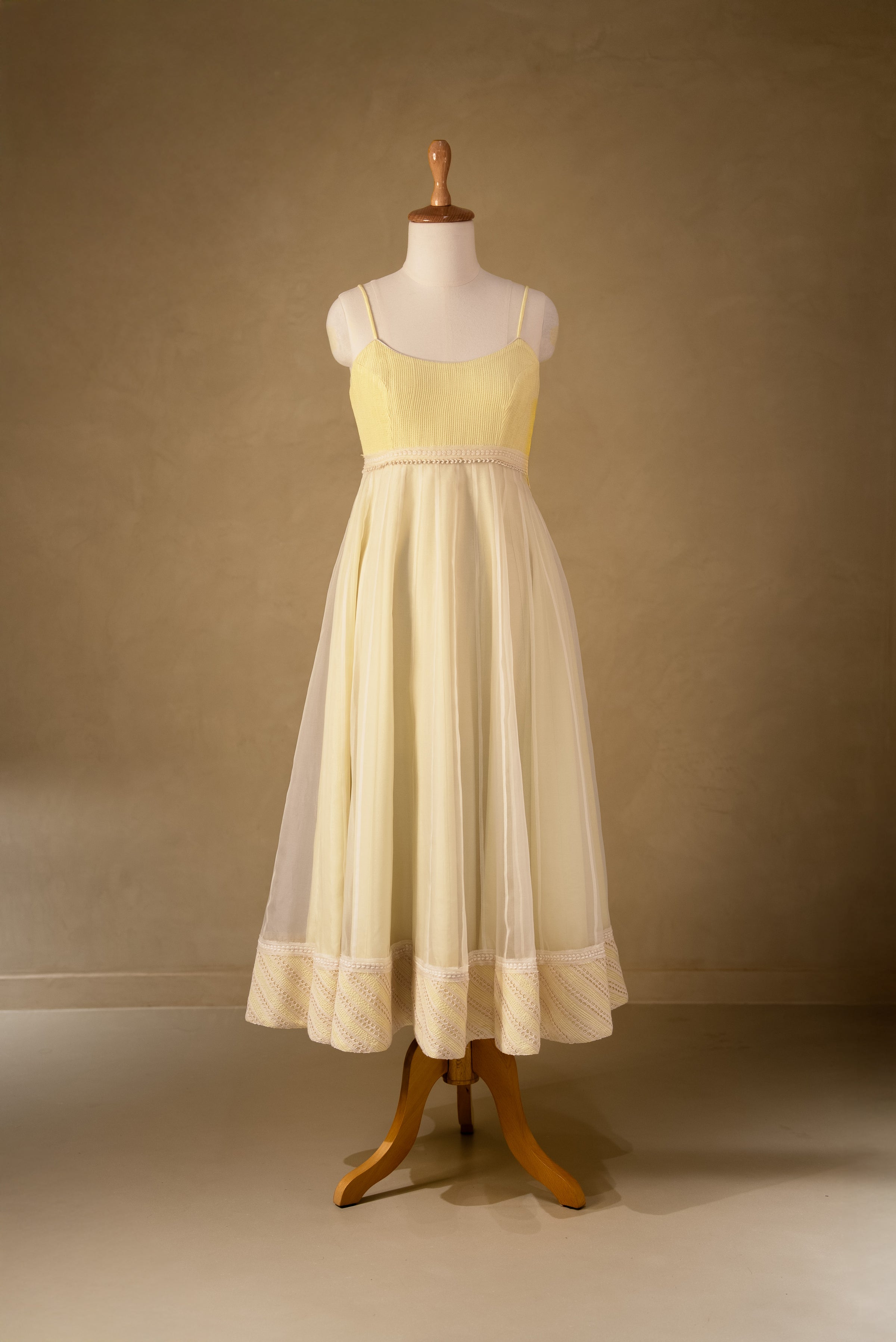Yellow-Off White Organza Anarkali