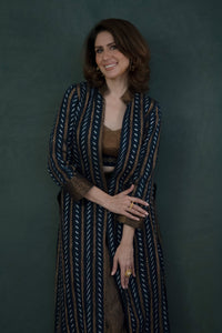 Indigo Appliqué Long Jacket