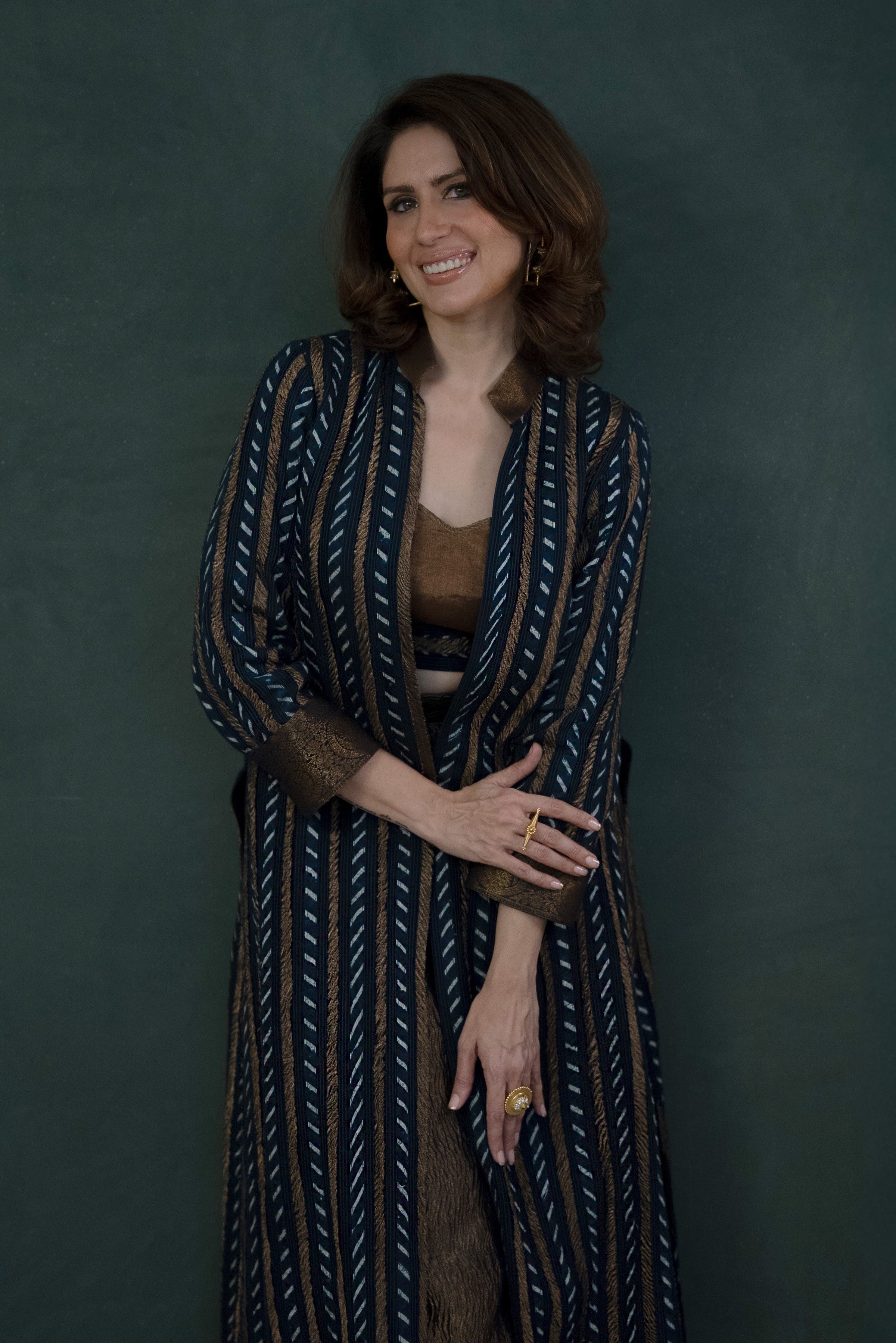 Indigo Appliqué Long Jacket