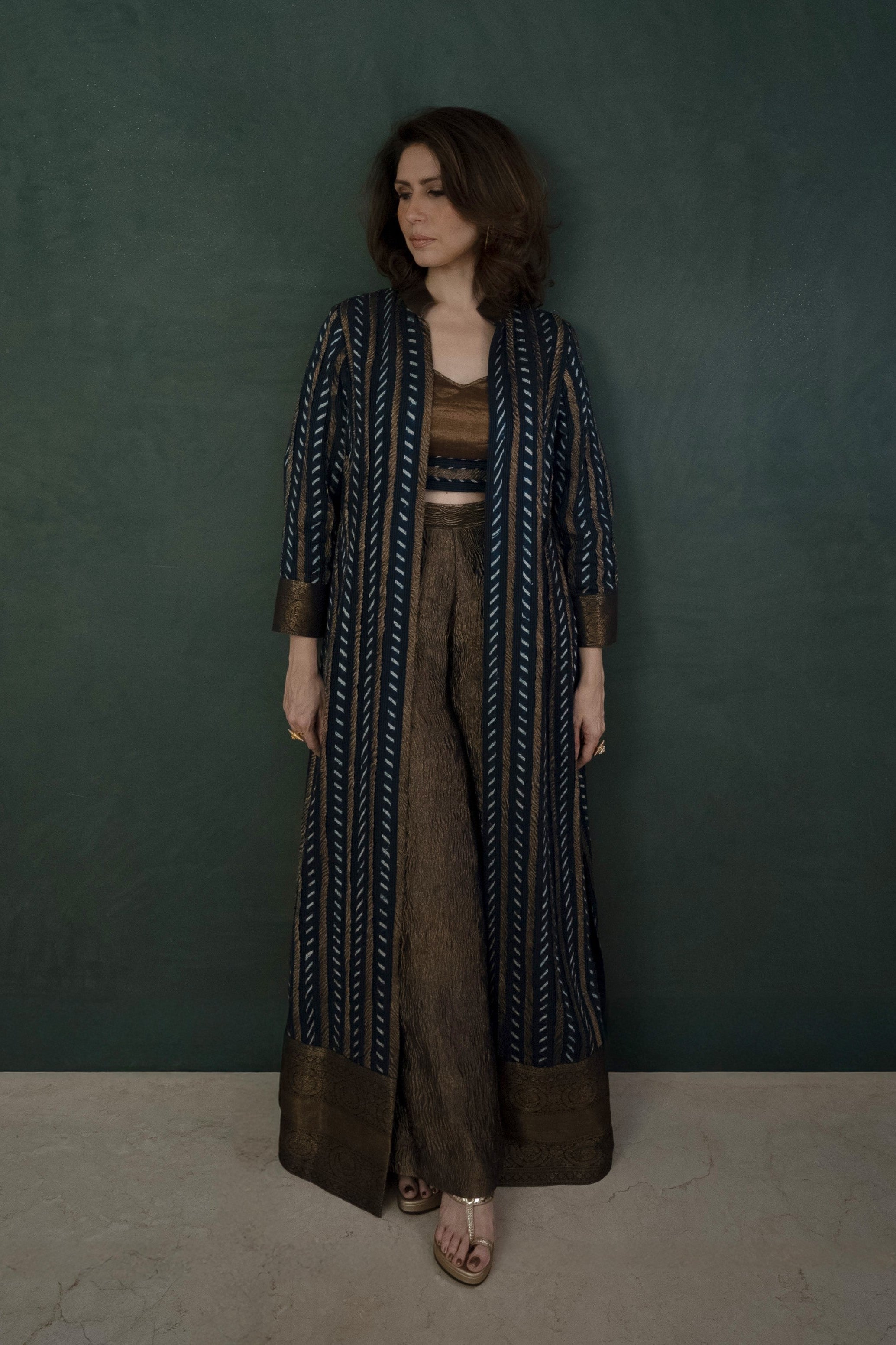 Copper Tissue Wide-Leg Trousers