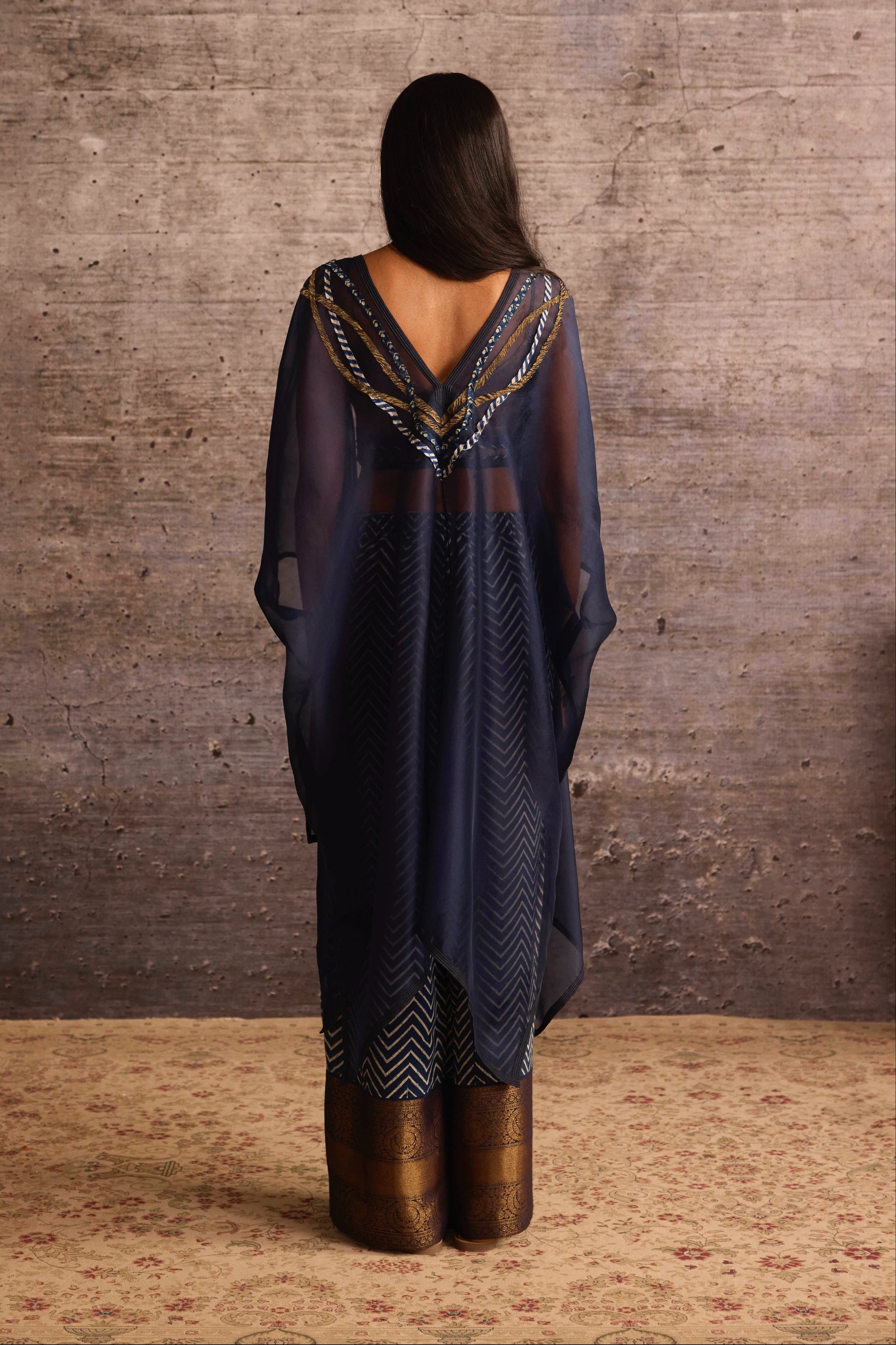 Indigo Organza Wave Overlayer