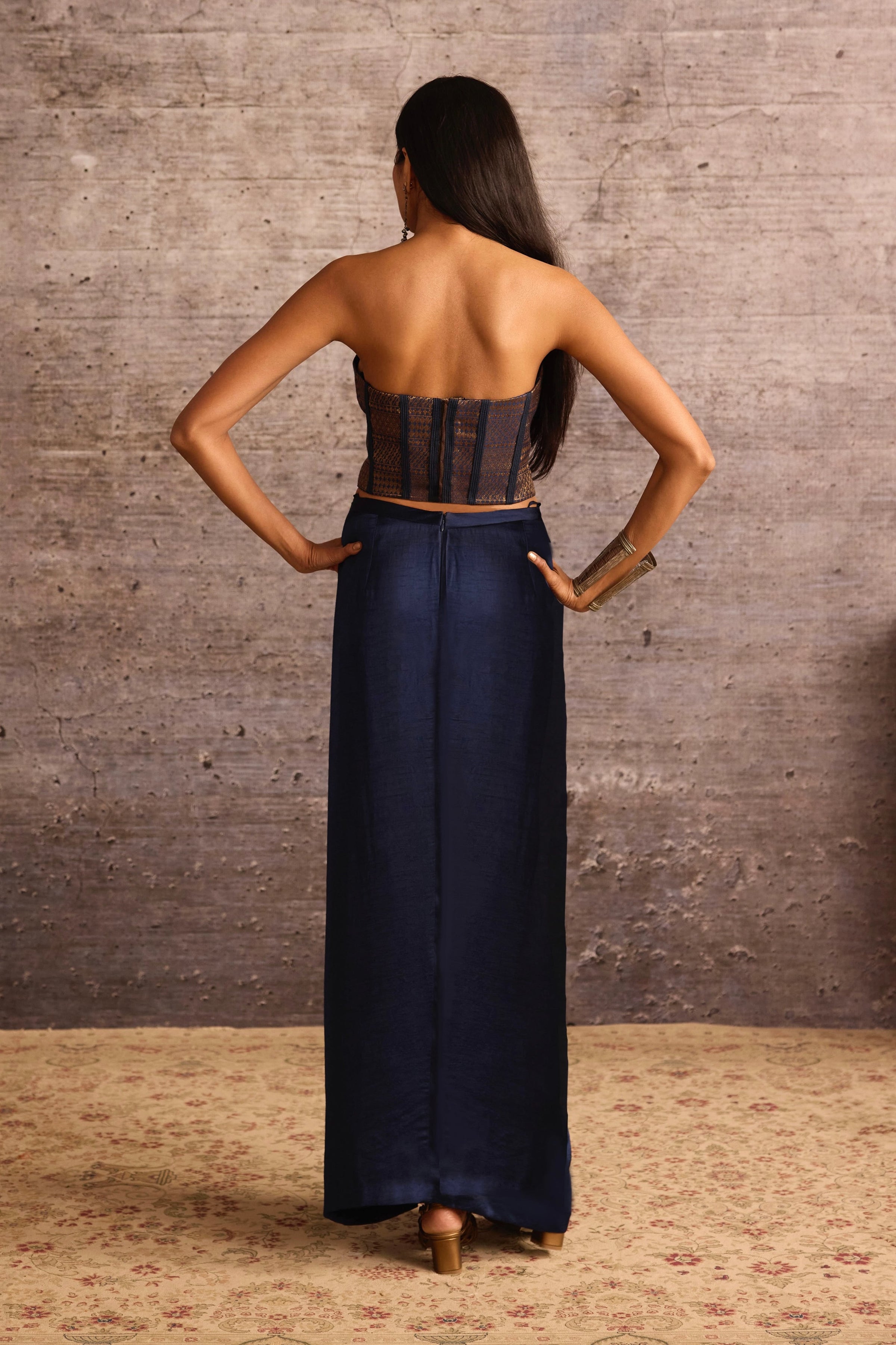 Indigo Copper Brocade Corset