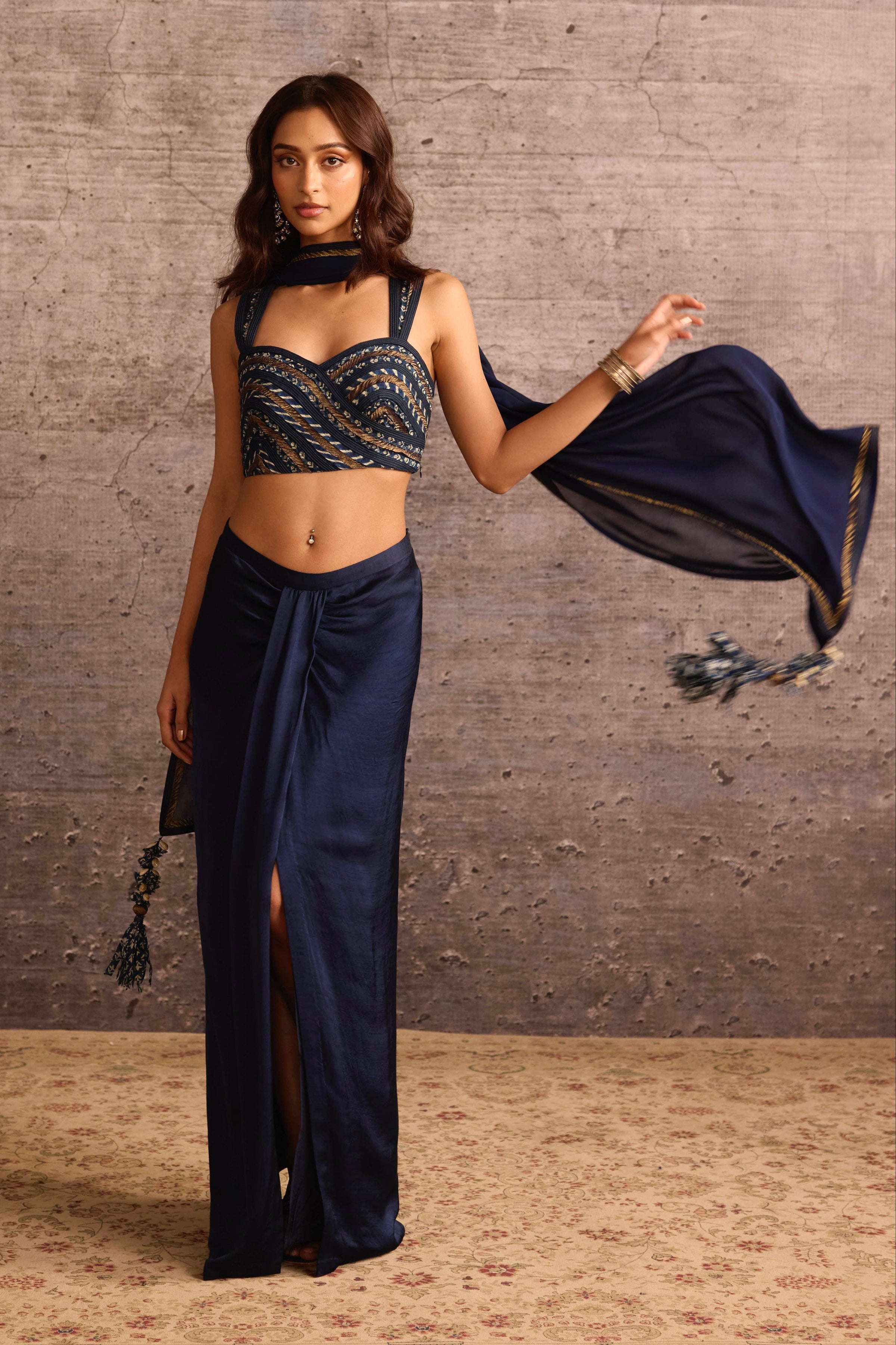 Indigo Dupatta with Tassels