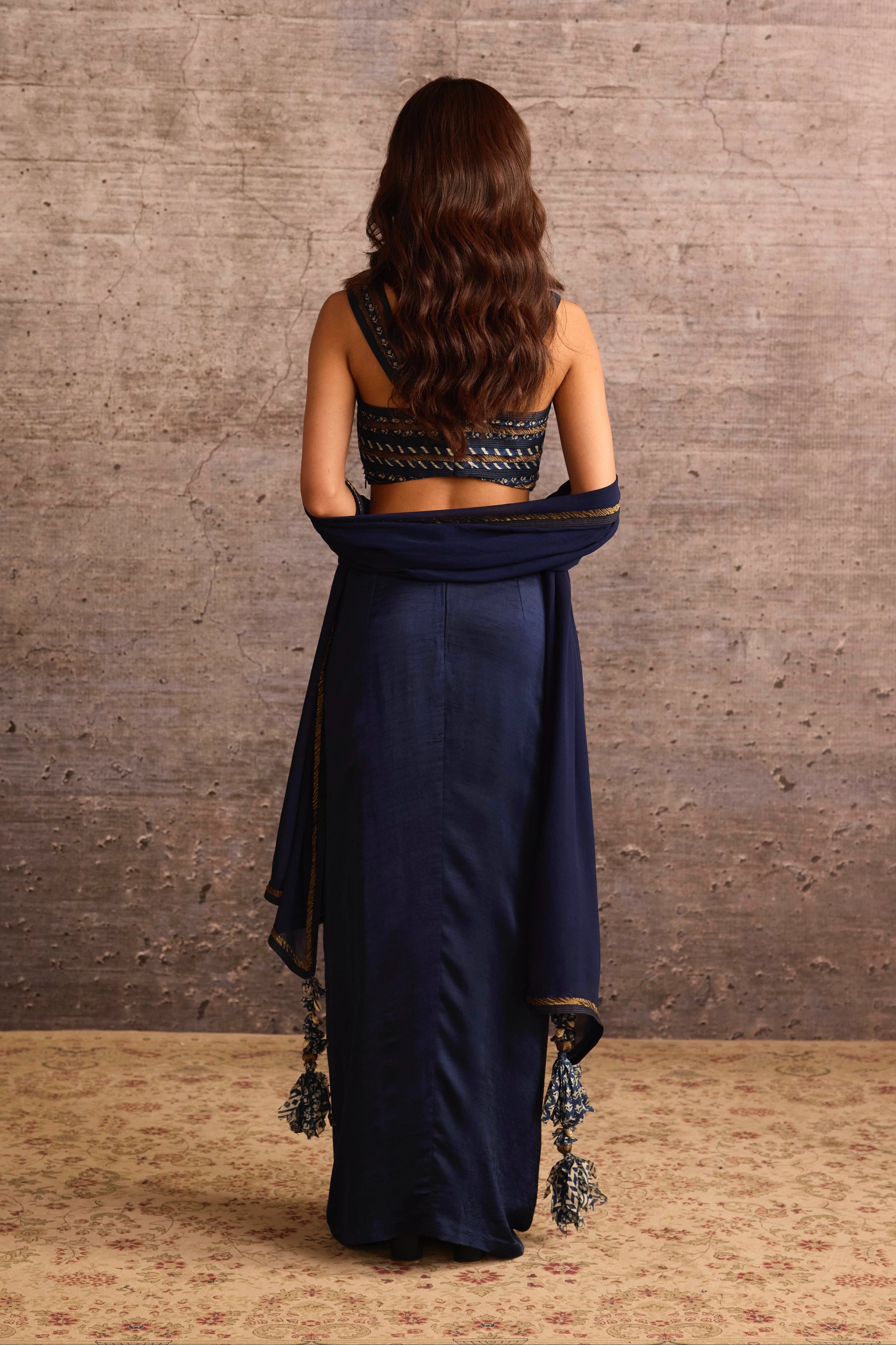 Indigo Dupatta with Tassels