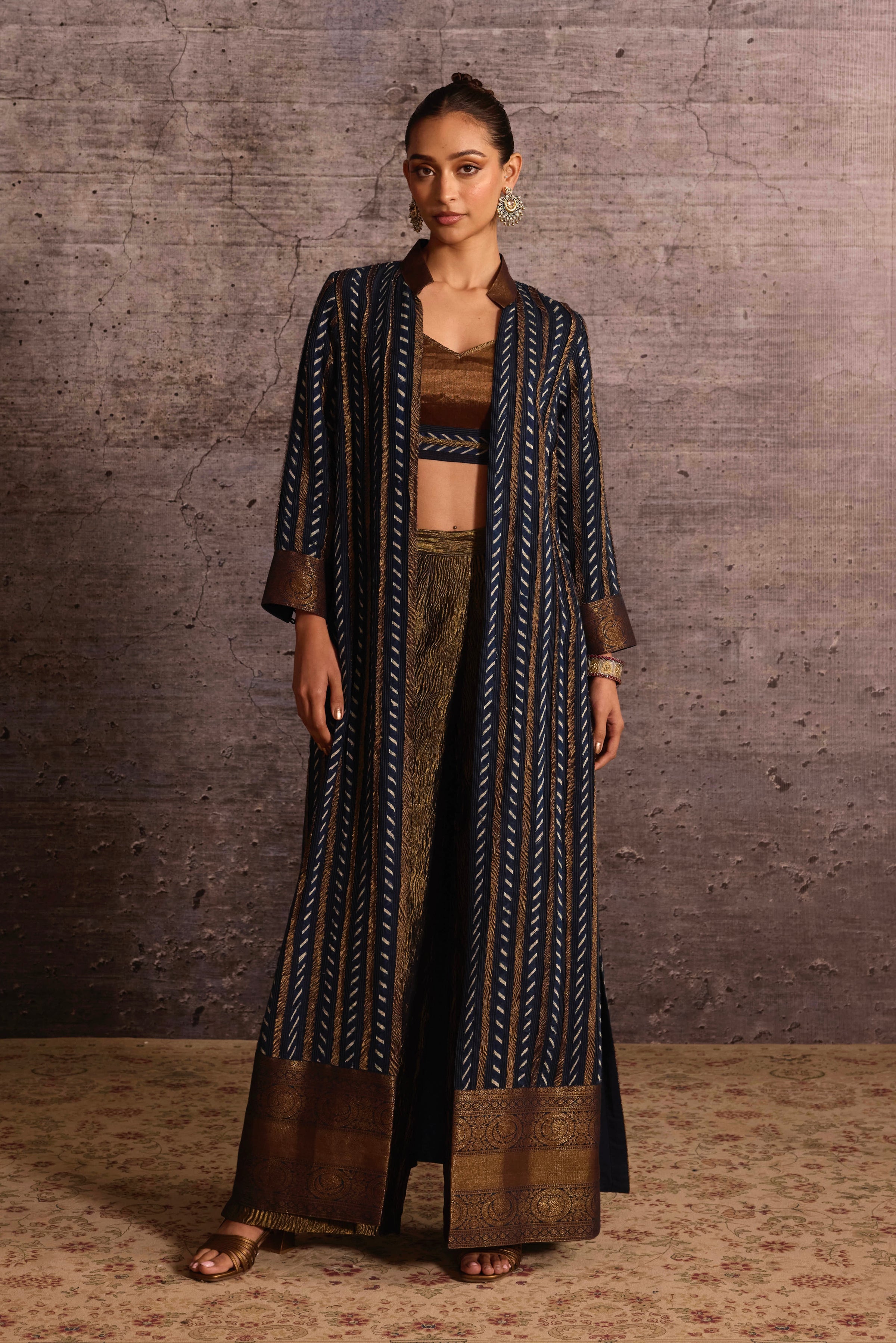 Indigo Appliqué Long Jacket