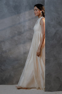 Metanoia - Style 19 - Halter Neck Anarkali With Cut Out At Neck And Fringe Detail