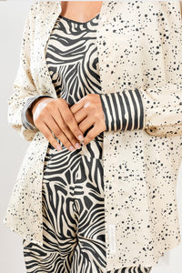 Metanoia Monochrome - Style 77- Spotted Print Shirt With Dolman Sleeves And Cuff Detail