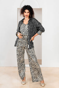Metanoia Monochrome - Style 77- Spotted Print Shirt With Dolman Sleeves And Cuff Detail