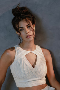 Metanoia - Style 2 - Sleeveless Short Top With Cut Out Detail At Neck