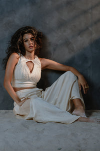 Metanoia - Style 2 - Sleeveless Short Top With Cut Out Detail At Neck