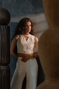 Metanoia - Style 5 - Short Sleeveless Top With Stand Up Collar