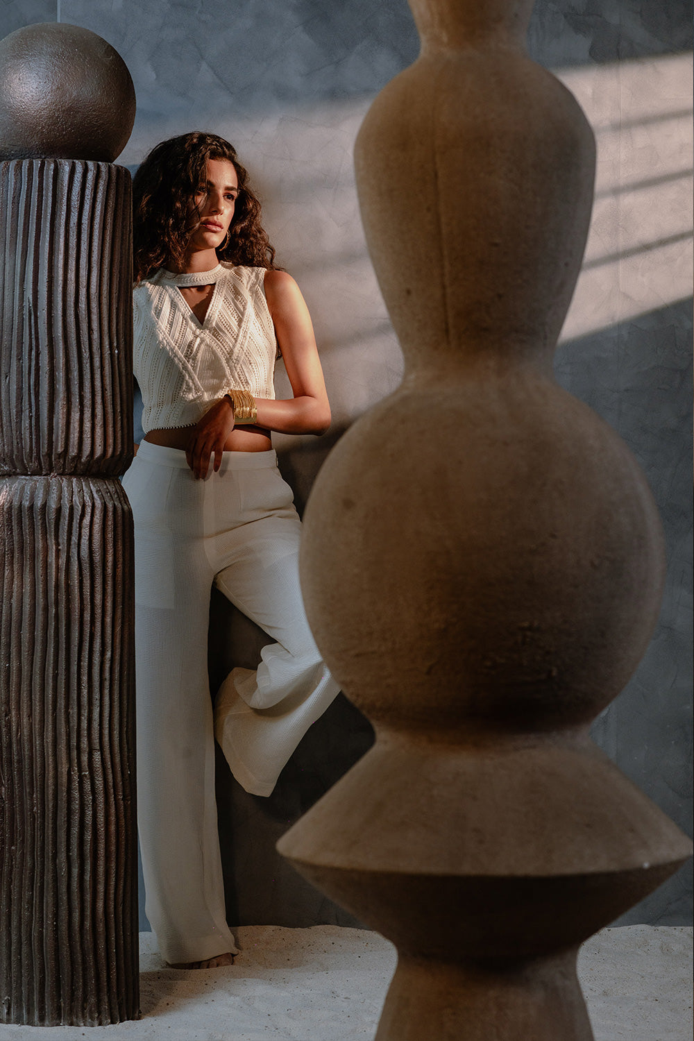 Metanoia - Style 5 - Short Sleeveless Top With Stand Up Collar