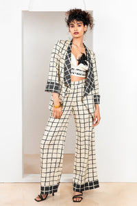 Metanoia Monochrome - Style 68 - Checkered Print Trouser With Contrast Turn-Up Detail