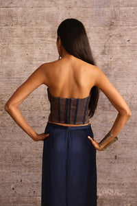Indigo Copper Brocade Corset