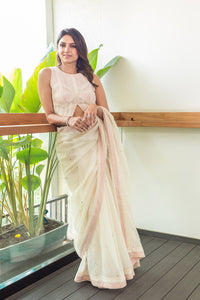 Metanoia - Style 60 - Pink Embroidered Saree