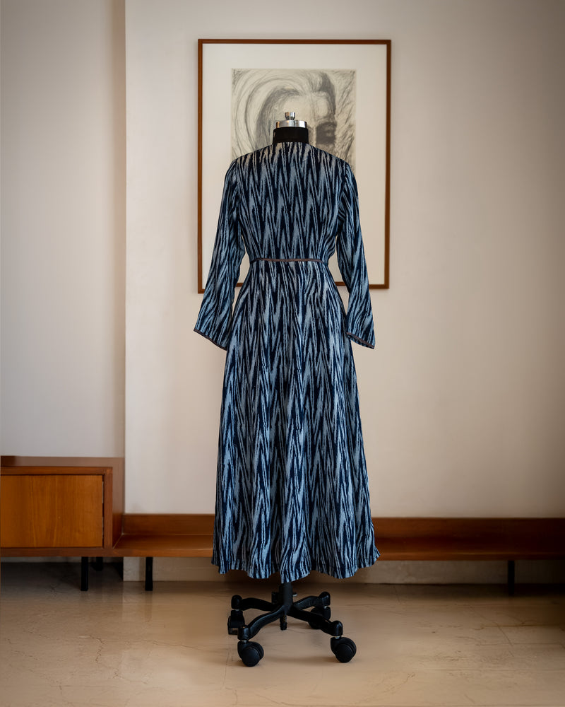 Khaabneel-Indigo Blue Kurta with Chevron print