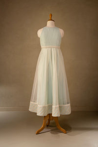 Blue-Off White Organza Anarkali