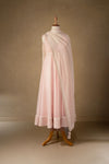 Pink-Off White Organza Anarkali