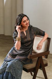 Copper Fitted Tissue Kurta