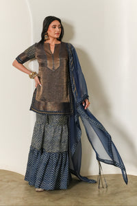 Copper Fitted Tissue Kurta