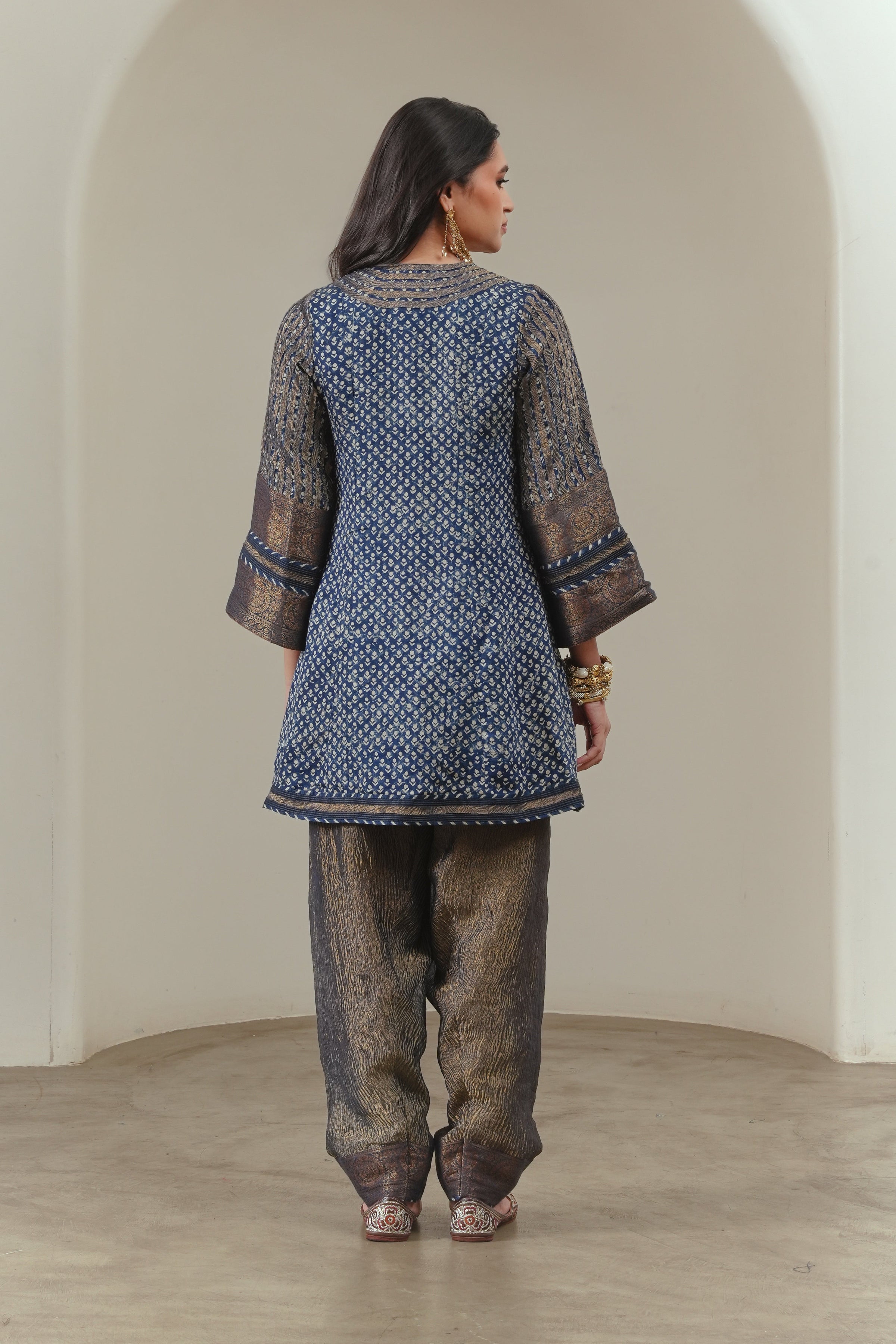 Indigo Butti Flared Kurta