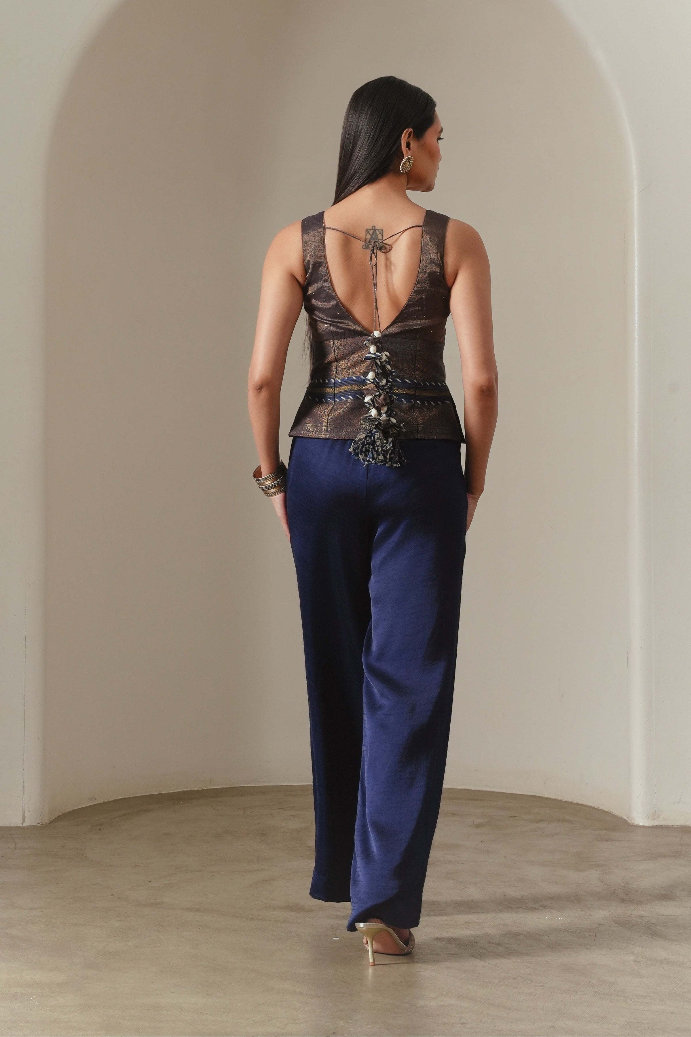 Copper Sleeveless Tissue Blouse