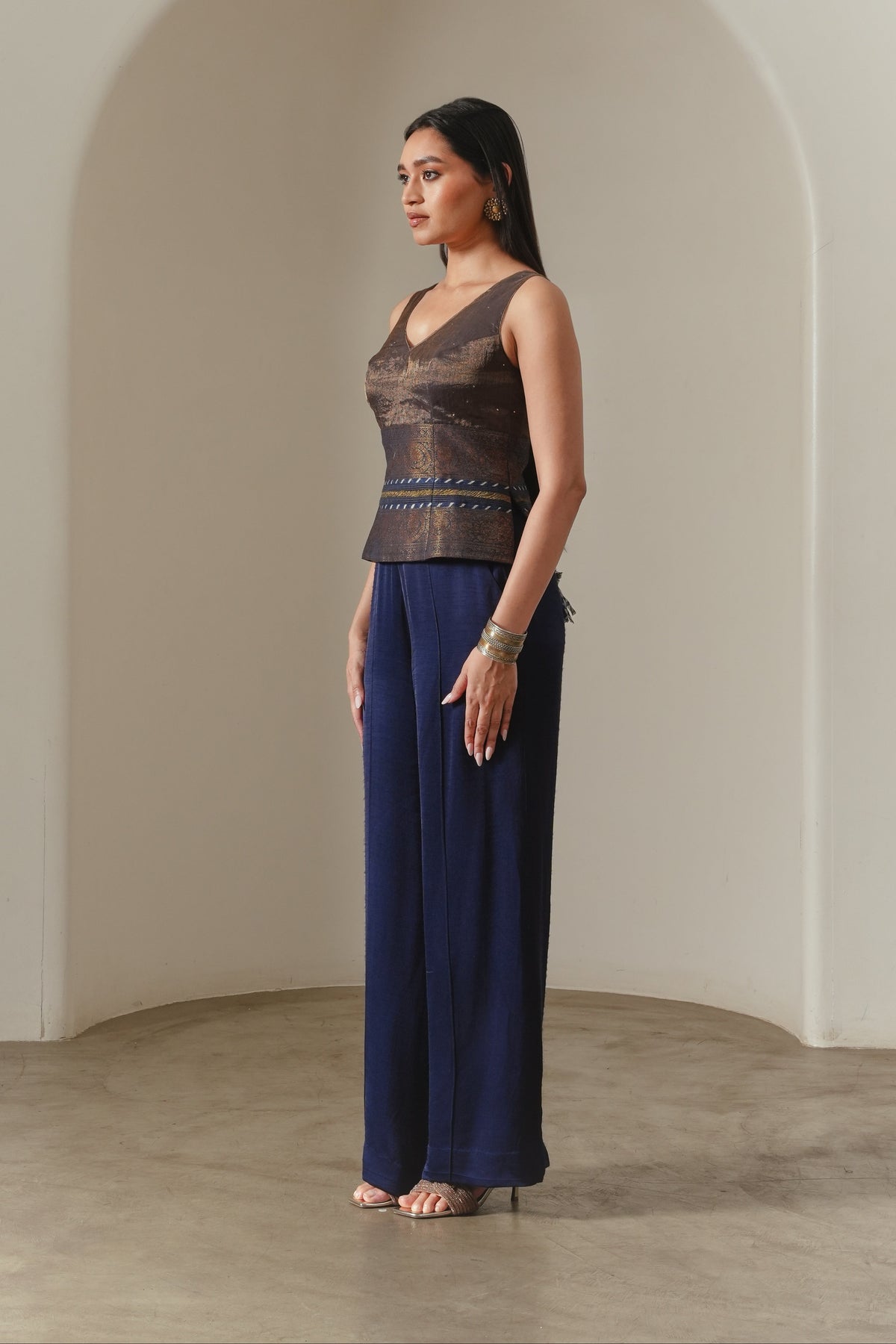 Copper Sleeveless Tissue Blouse