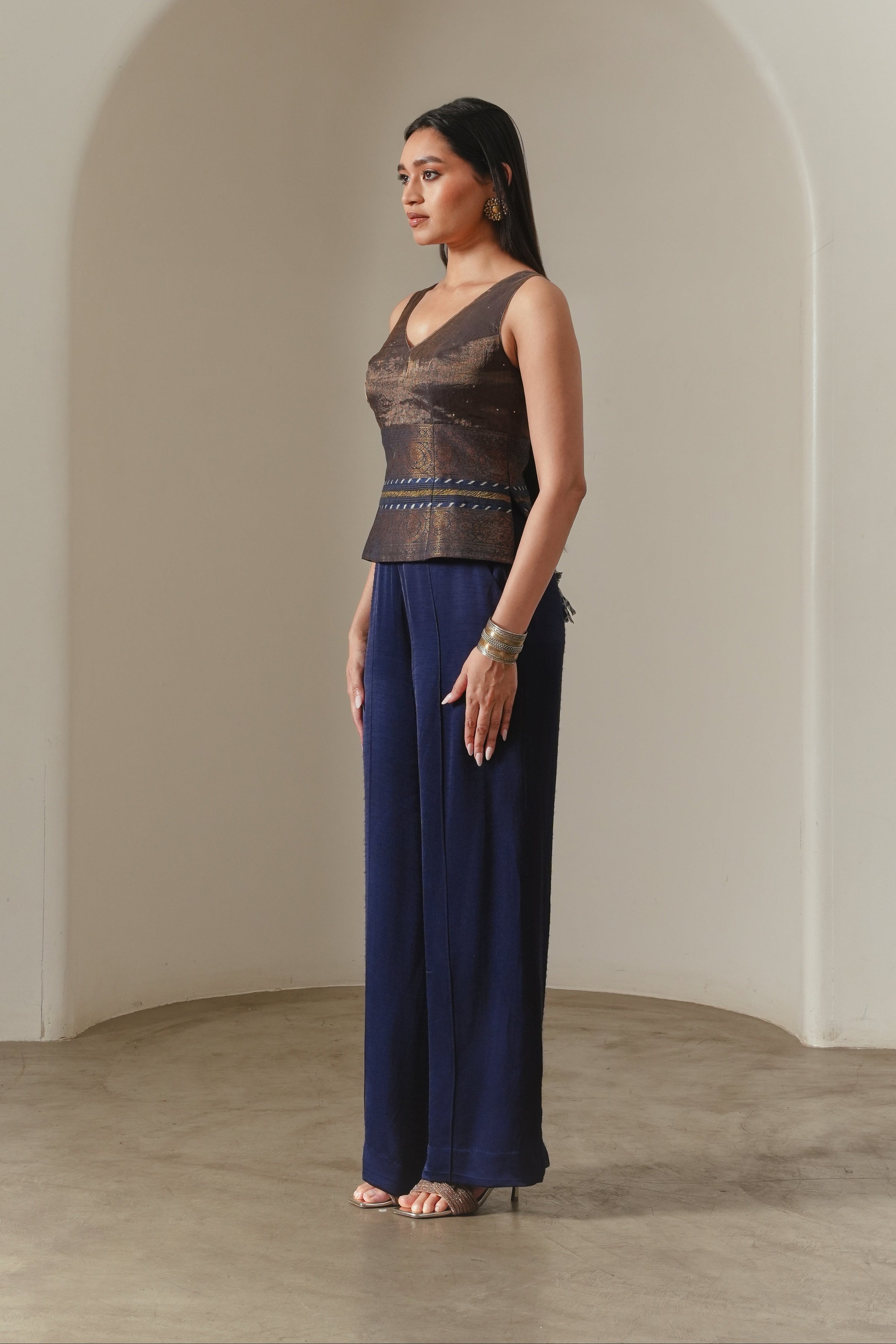 Copper Sleeveless Tissue Blouse