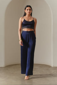 Indigo Organza Fringe Jacket Set